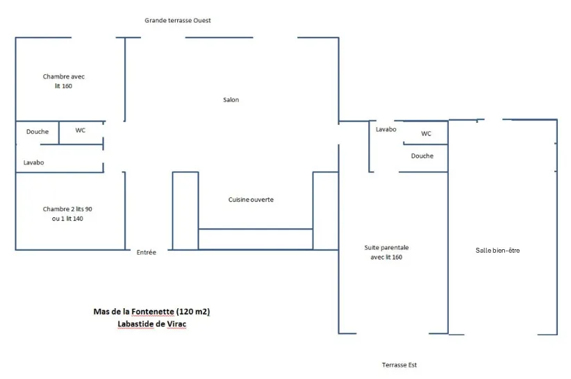 Plan gite Mas de la Fontenette Plan du Mas de la Fontenette